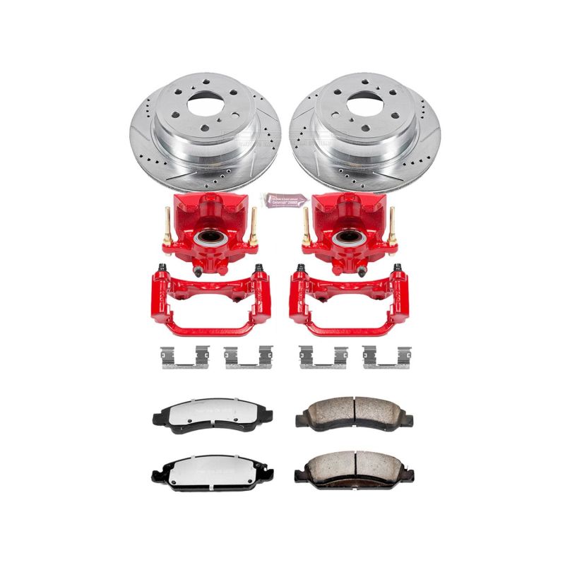 PowerStop rear Z36 Truck & Tow brake kit for 2015-2019 Cadillac Escalade, includes calipers and performance brake components.