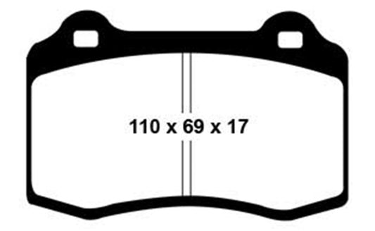 EBC Redstuff front brake pads for Alfa Romeo GTV 3.0 Brembo performance brake system, showing the red brake pad material and metal backing