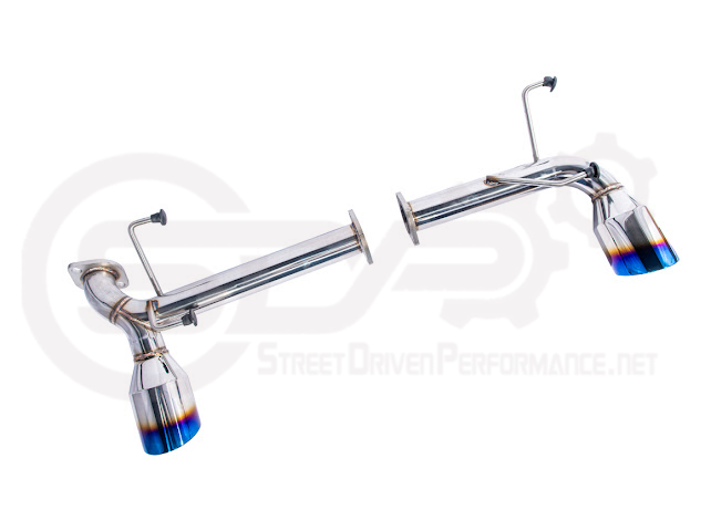 Street Driven Performance axle back exhaust for 2013-2021 Scion FRS, Subaru BRZ, Toyota 86 with chrome or burnt blue tips.