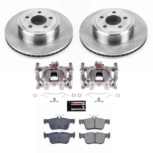 PowerStop rear OE brake kit with calipers for 2013-2017 Ford Fusion, including brake rotors and hardware.