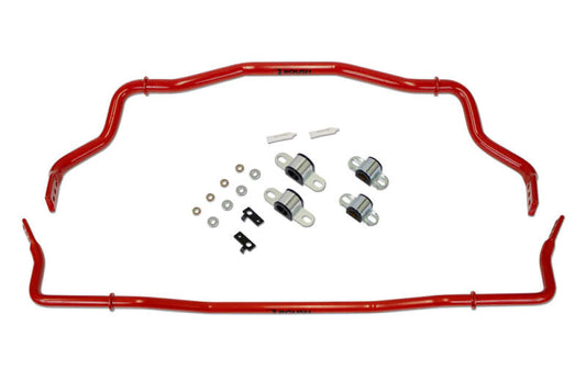 Roush 2015+ Ford Mustang sway bar kit with black sway bars and mounting brackets, designed for enhanced handling and stability.
