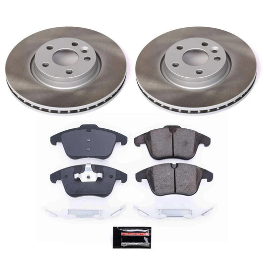 PowerStop front semi-coated brake rotor kit for 2008-2010 Volvo V70, performance brake kit with blank rotors