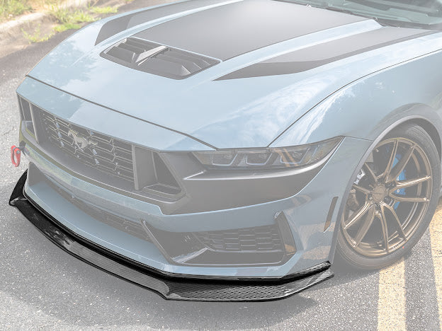 2024-Up Ford Mustang S650 | Dark Horse Factory Style CARBON FIBER Front Bumper Lip Splitter Ground Effects
