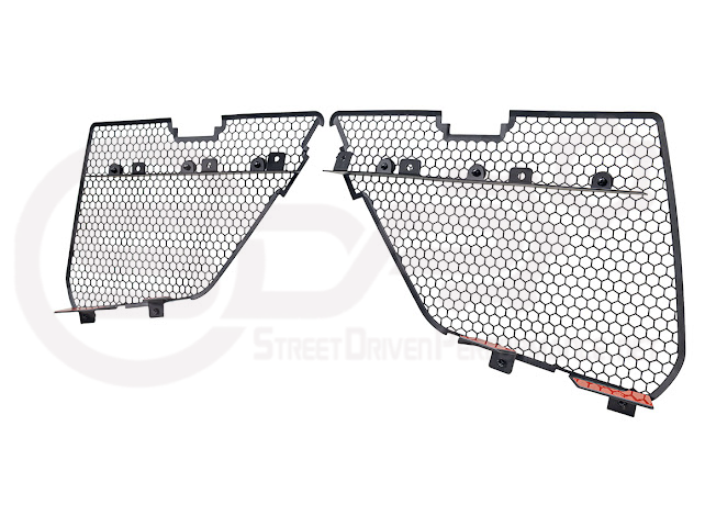 2020+ CHEVROLET CORVETTE C8 STINGRAY & Z51 | FACTORY OEM STYLE GLOSSY BLACK FRONT BUMPER LOWER AIR INLET MESH GRILLE GUARDS
