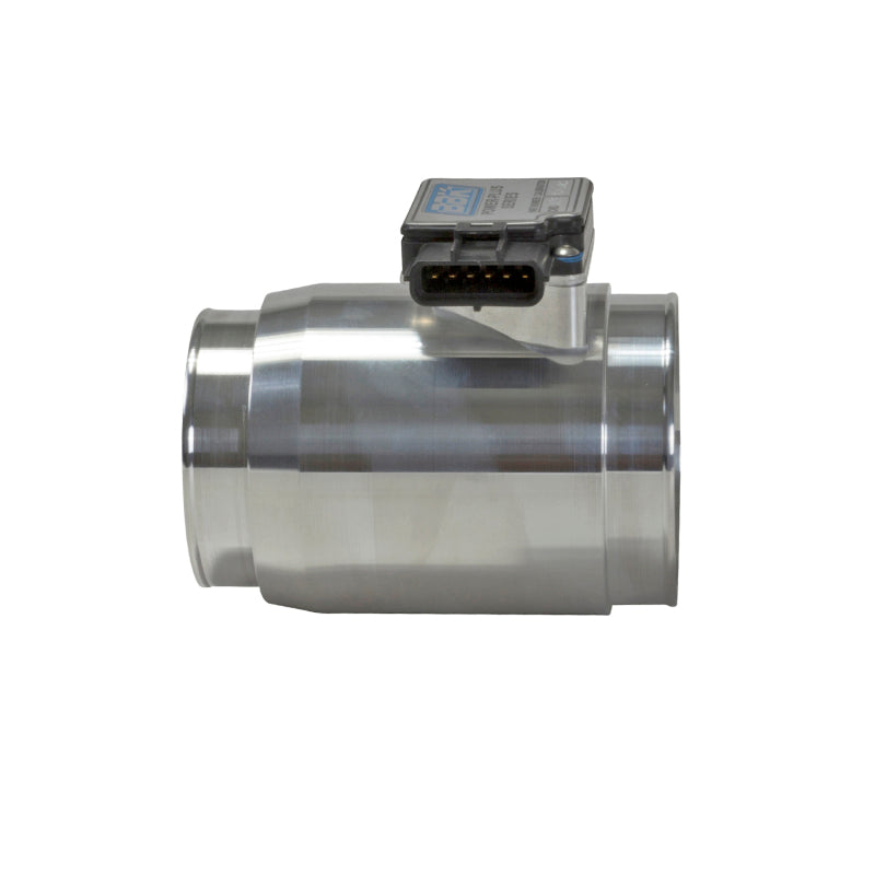 BBK 86-93 Mustang 5.0 mass air flow sensor with 76mm cold air calibration and CNC billet housing for improved airflow.