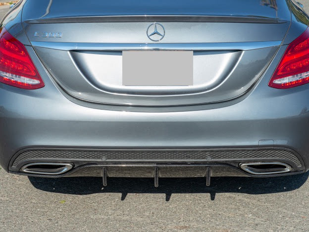 2015-2018 W205 Mercedes C-Class AMG Sport Style CARBON FIBER Rear Bumper Lower Diffuser