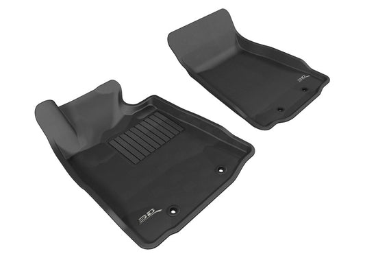 Black 3D MAXpider rubber floor mat for the 2009-2019 Nissan 370Z Kagu 1st row, textured surface for vehicle interior protection.