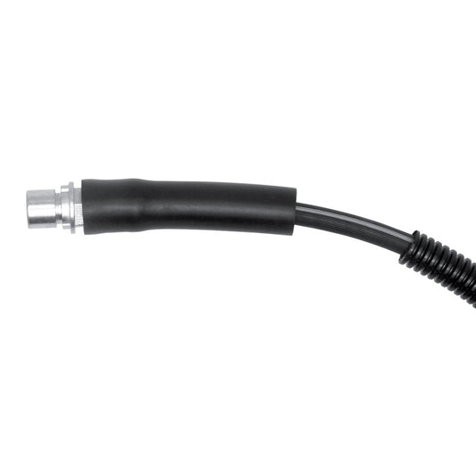 DFC 2007 Cadillac CTS front left brake hose, part of brake line kit, showing the flexible rubber and metal fittings for brake system.