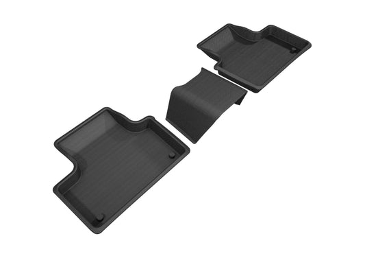 Black 3D MAXpider rubber floor mats for the second row of 2018-2020 Volvo XC60, designed to protect vehicle interior flooring.
