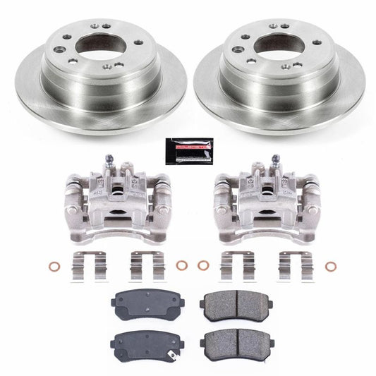 PowerStop rear brake kit with calipers for Hyundai Tucson 2010-2015, includes OE-style brake components and hardware.