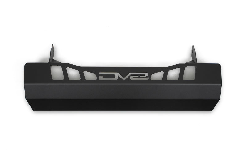 DV8 Offroad Jeep Wrangler JL/JT front bumper sway-bar disconnect motor skid plate on rugged off-road vehicle underside