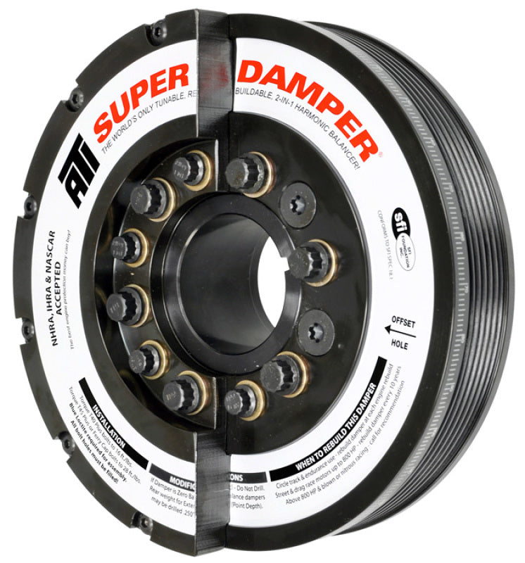 ATI Steel Damper for 2020-2021 GM Duramax 6.6L with 7.425-inch diameter, designed for 6 and 8 groove crankshafts.