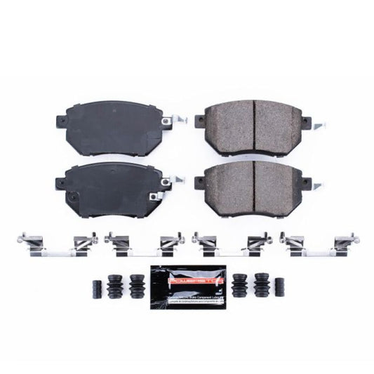 PowerStop Z23 Evolution Sport front brake pads with hardware for Infiniti FX35 2003-2006, performance brake replacement.