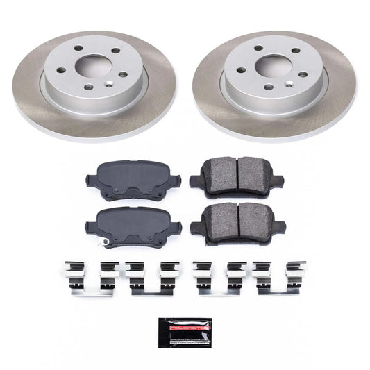 PowerStop rear semi-coated rotor kit for 2016 Chevrolet Cruze, performance brake kit with black finish and vented design.