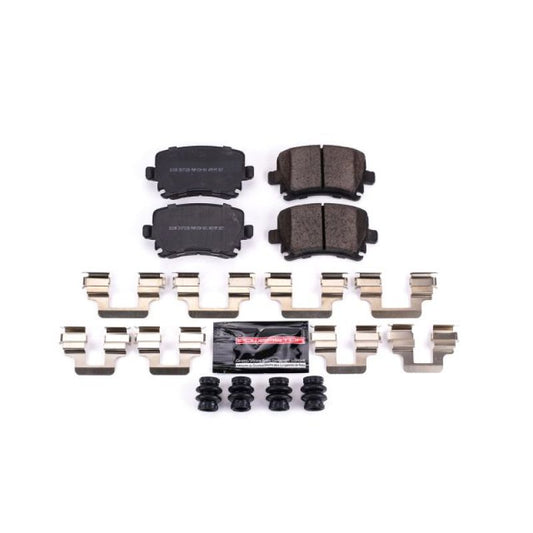 PowerStop Z23 Evolution Sport rear brake pads for Audi A3 2006-2009 with hardware, performance brake components