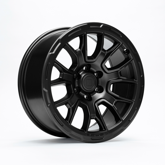 Roush 2015-2024 F-150 satin black 20-inch cast aluminum wheel with a sleek, modern design for truck enhancement