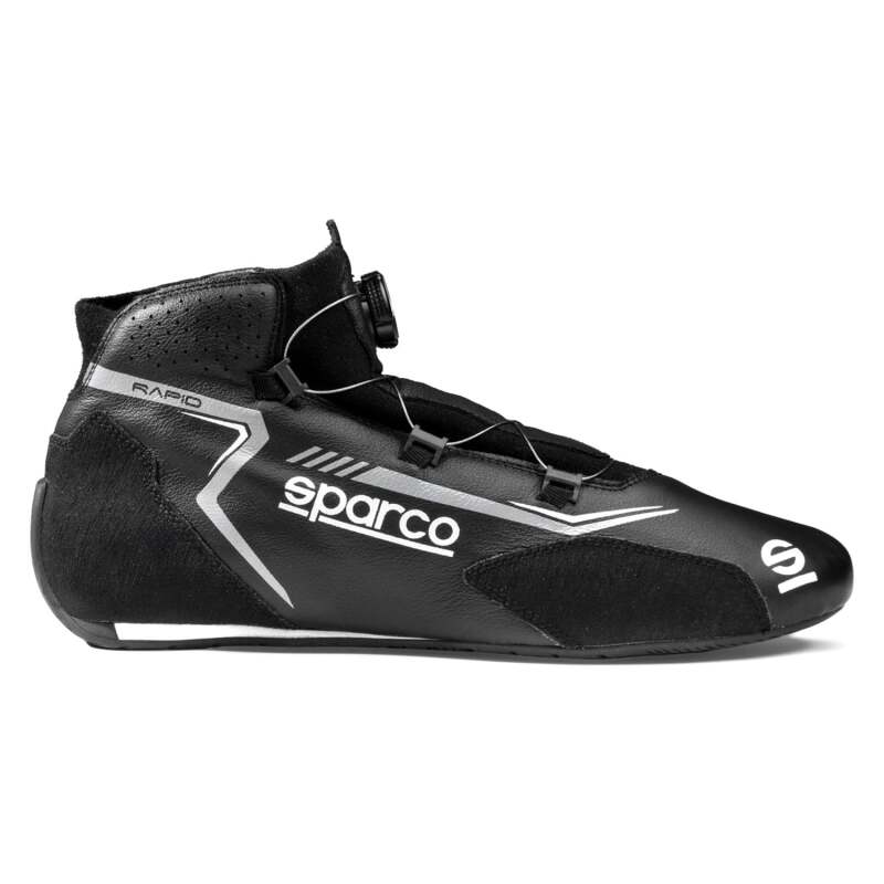 Sparco Rapid BLK/GRY racing shoes in size 46, featuring black and gray design with racing-inspired details and lightweight construction.