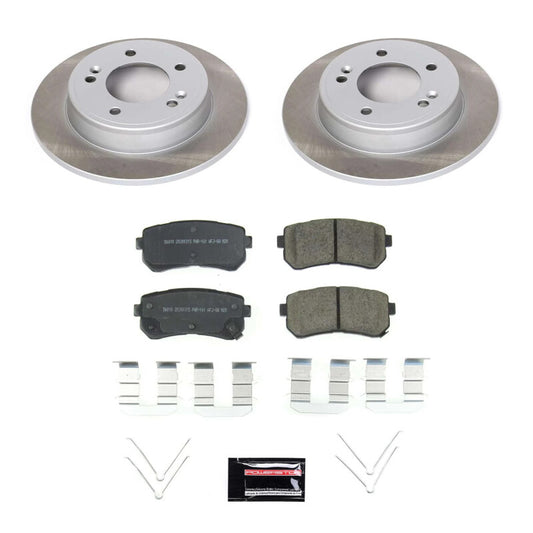 PowerStop rear semi-coated rotor kit for Hyundai Kona 2018-2022, performance brake kit with semi-coated rotors.