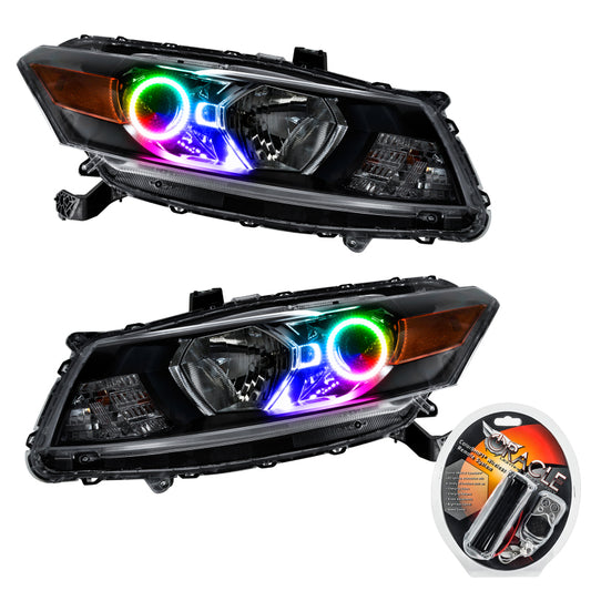Oracle Lighting ColorSHIFT headlights for Honda Accord Coupe 2008-2012, featuring SMD LED technology and dynamic color-changing effects
