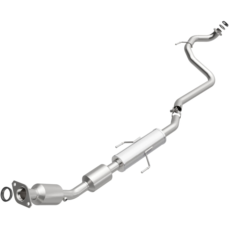 MagnaFlow catalytic converter for 2007-2011 Toyota Yaris L4 1.5L OEM underbody direct fit, shows the metal component with inlet and outlet.