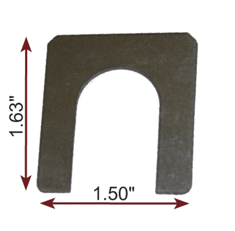 Moog 1/16 inch Prevost steer axle caster shim for suspension alignment kits, showing the metal shim in close-up.