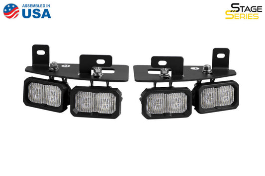 Diode Dynamics SSC2 LED fog lights in yellow for 2019-present Ram trucks, showcasing the compact fog light kit.