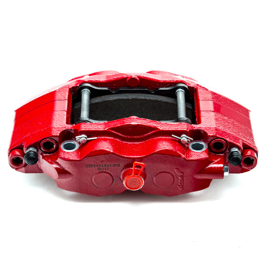 Alcon Jeep JK front brake upgrade kit with 6x5.5 inch hub, 357x32mm rotors, and red 4-piston calipers, big brake kit.