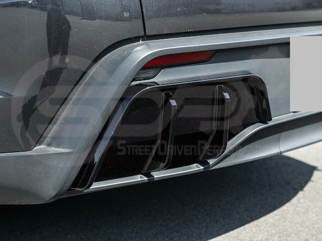 2025-Up Tesla Model Y | Fast Style Glossy Black Rear Bumper Finned Diffuser