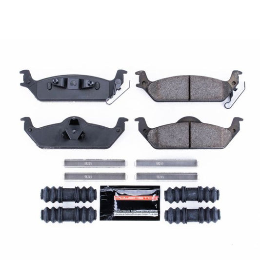 PowerStop Z23 Evolution sport rear brake pads with hardware for Dodge Dakota 03-04, performance brake pads for enhanced stopping power.