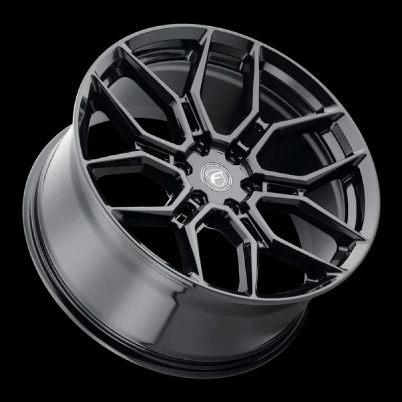 Forgestar X12 22x10 cast wheel in gloss black, featuring 6x135 bolt pattern, ET30 offset, and 6.68-inch backspacing.