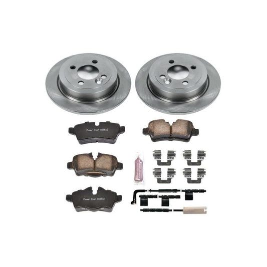PowerStop OE rear brake kit for Mini Cooper 2007-2010, includes brake rotors and pads for enhanced stopping power.