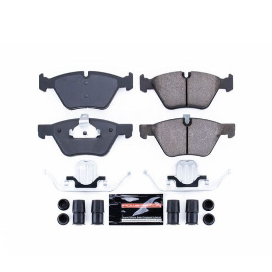 PowerStop Z23 Evolution Sport brake pads for BMW 128i front, performance brake pads with hardware included.