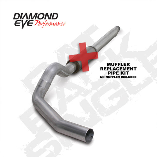 Diamond Eye Performance catback exhaust pipe for 94-97 Ford 7.3L PowerStroke F250/F350, single aluminum replacement pipe.