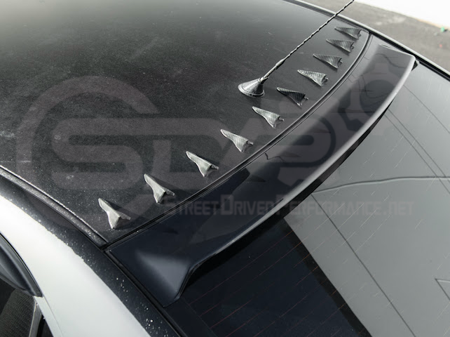 2003-2008 Toyota Corolla | JDM Tape-On Tinted Black Rear Roof Window Visor Guard