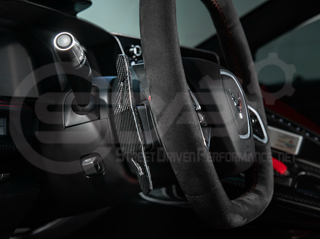 2020-UP CHEVROLET CORVETTE C8 | Lamborghini Style CARBON FIBER Steering Wheel Paddle Shifters