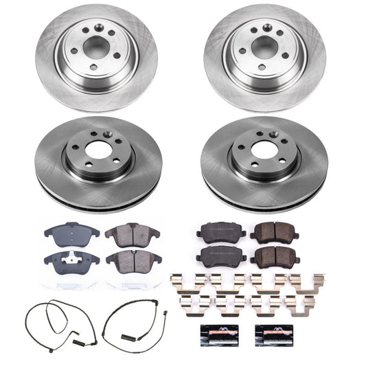 PowerStop OE brake kit for 2012-2015 Land Rover Range Rover Evoque front and rear brake pads and rotors.