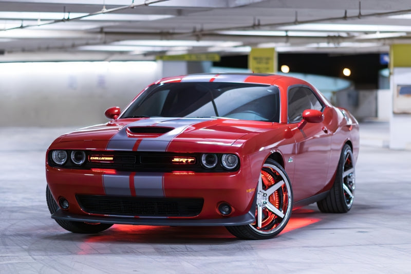 Oracle Lighting ColorSHIFT LED wheel rings with illuminated light strip showing vibrant multi-color effects on a vehicle wheel.