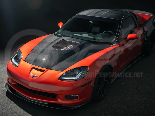 2005-2013 Chevrolet Corvette C6 | ZR1 Style Carbon Fiber Front Hood w/ Clear Window Insert