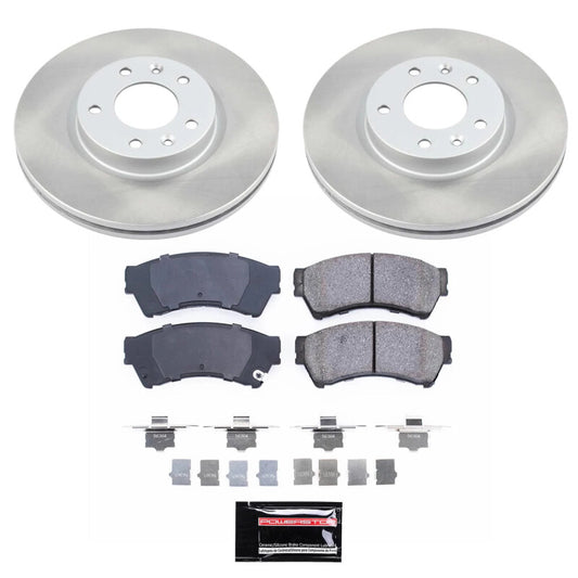 PowerStop front semi-coated rotor kit for 2006-2011 Mercury Milan, performance brake kit with brake rotors and hardware.