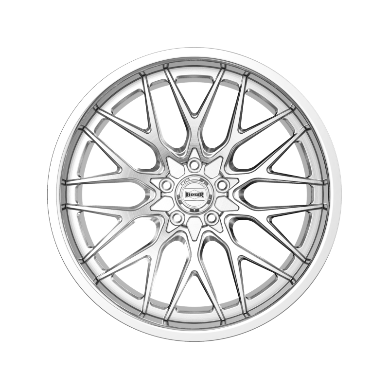 Ridler 681 22x10.5 cast wheel with brushed finish and polished lip, 5x127 bolt pattern, 10mm offset, 83.82mm hub.