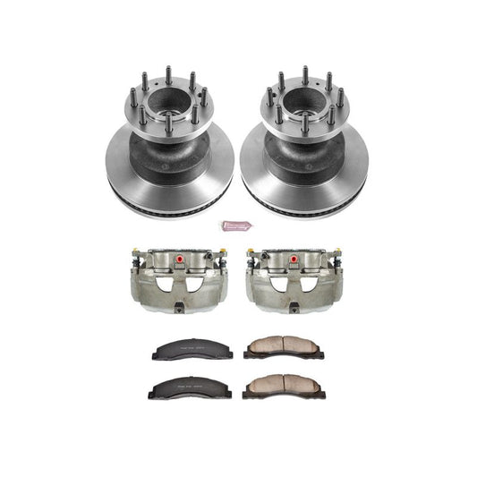 PowerStop OE brake rotors for Ford E-450 Super Duty front autospecialty kit with calipers, vehicle maintenance parts.