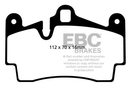 EBC Ultimax2 rear brake pads for Audi Q7 3.0 Supercharged 2011-2015, OE quality brake pads with detailed friction material.