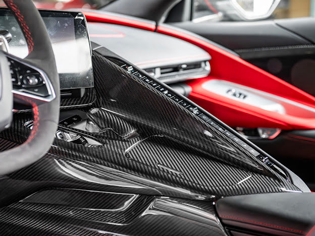 2020+ CHEVROLET CORVETTE C8 |CARBON FIBER CENTER CONSOLE W/ SWITCH TRIM FULL COVER