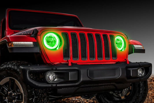 Oracle Lighting Jeep Wrangler JL/Gladiator JT LED surface mount headlight halo kit for fog lights, featuring bright halo rings.