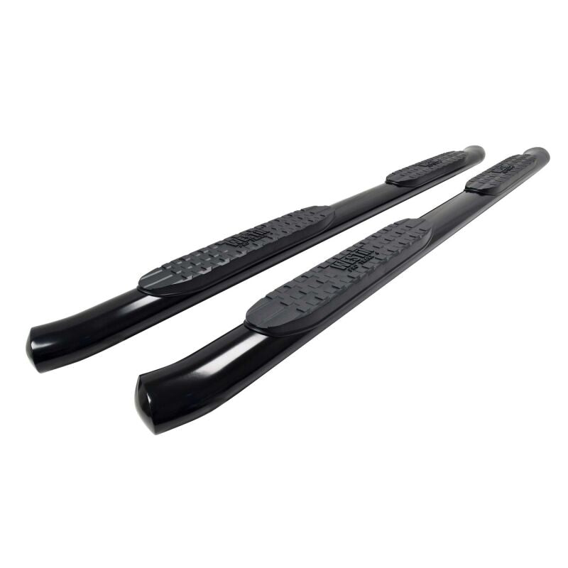 Westin PRO TRAXX 4 Oval Nerf Step Bars in black installed on a Toyota Tacoma Double Cab, providing easy vehicle access