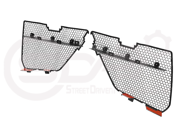 2020+ CHEVROLET CORVETTE C8 STINGRAY & Z51 | FACTORY OEM STYLE GLOSSY BLACK FRONT BUMPER LOWER AIR INLET MESH GRILLE GUARDS