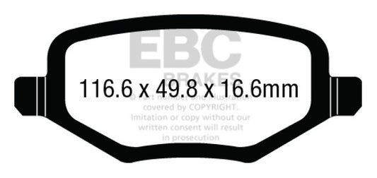 EBC 12+ Chrysler Town & Country 3.6 Ultimax2 rear brake pads, OE quality, with visible brake pad components and branding