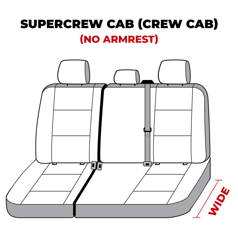 Covercraft Carhartt Super Dux second row seat cover for Ford F250, F350, F450 trucks in gravel color, made of durable fabric.