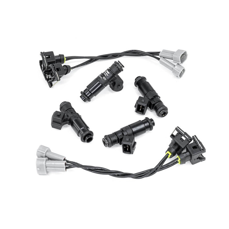 DeatschWerks fuel injector set for Mitsubishi Evo X 4B11T, Bosch EV14 1500cc injectors, four high-performance fuel injectors.