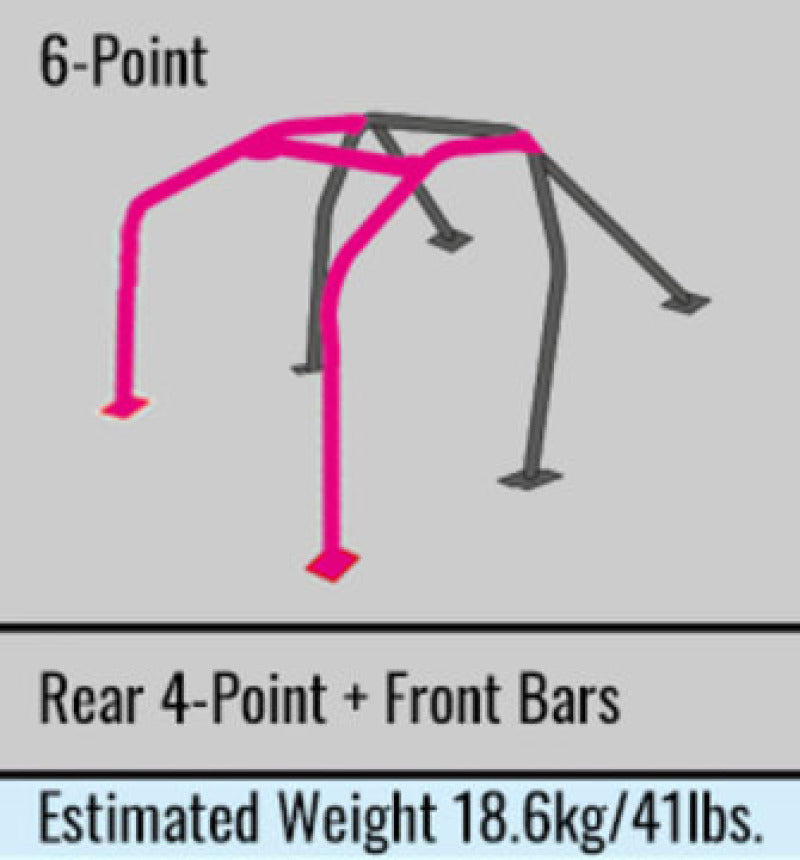 Cusco D1 Chromoly 6-point roll cage for 99-06 Toyota Celica ZZT230/231 without sunroof, installed inside the vehicle.